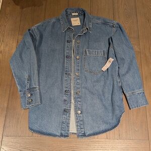 Abercrombie & Fitch Indigo Denim Button Up Shirt Shaket Women's Medium